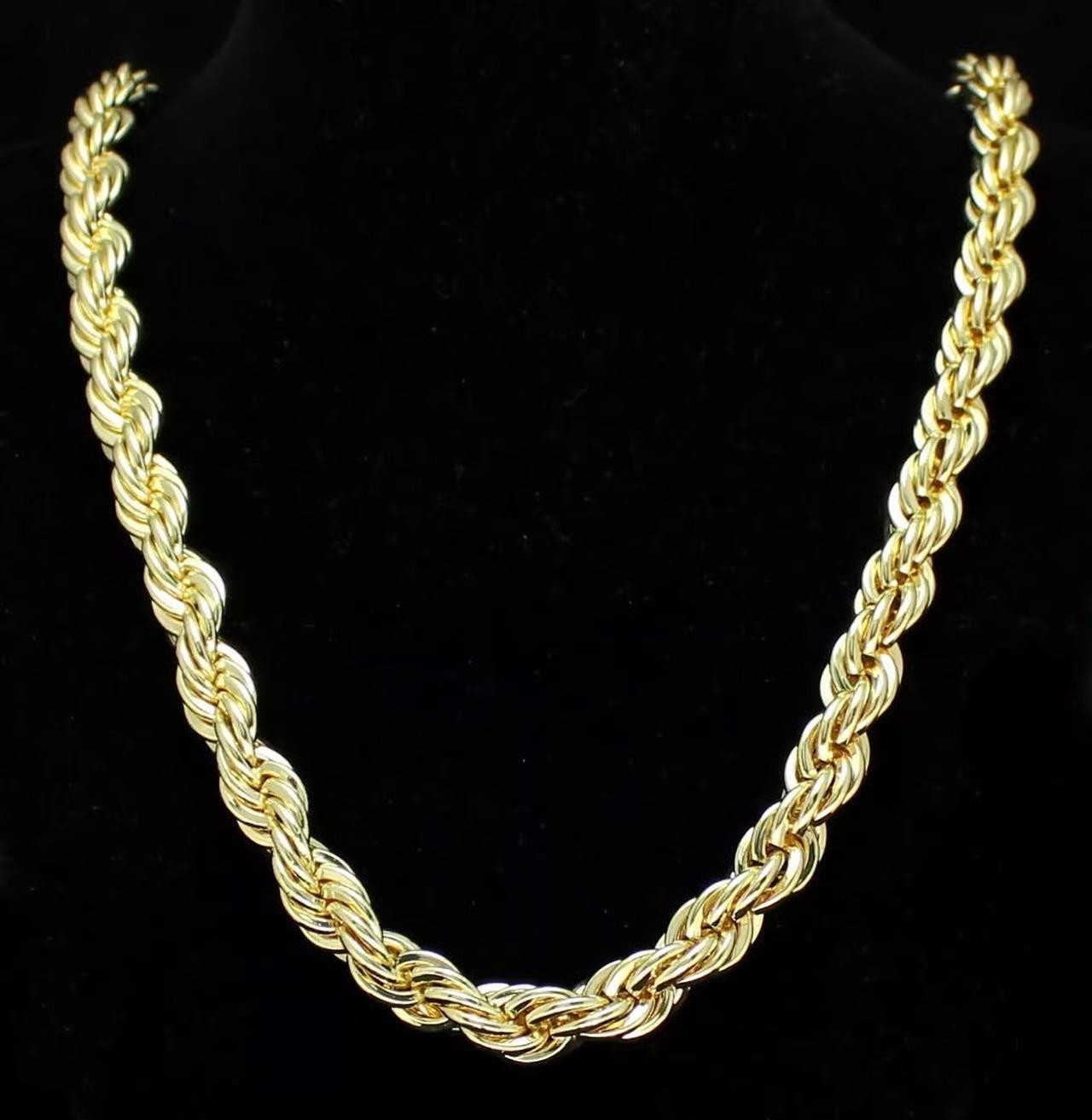 14K Stamped Gold Plated Rope Torch Chain Fashion Hip Hop Necklace 3-10mm/18-36″