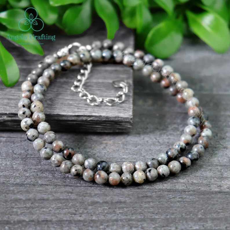 Natural Yooperlite Beaded Necklace 4mm UV Reactive Glow Healing Gift for Women