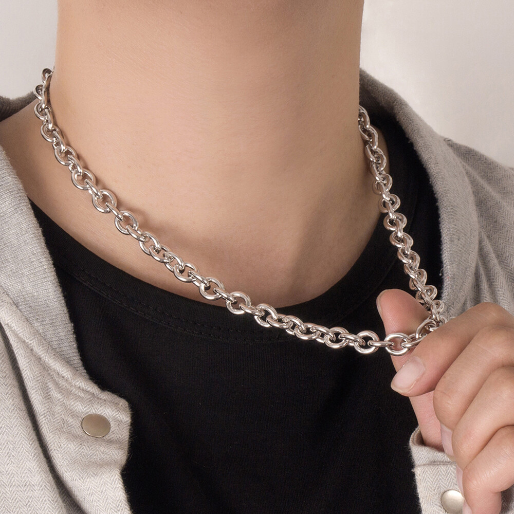 925 Sterling Silver 8.5mm Round Cable Rolo Chain Necklace 16″- 26″ Men & Women