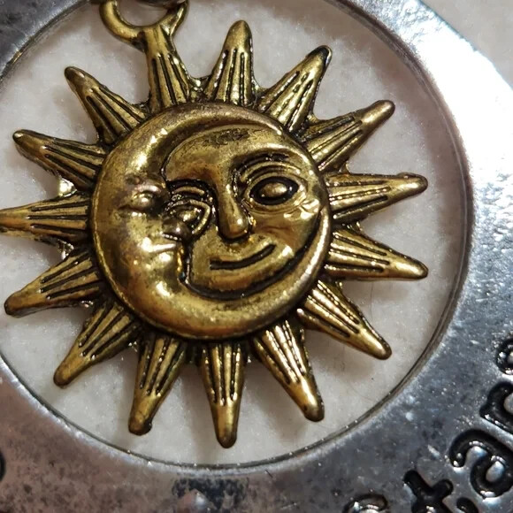 Reversible Gold & Silvertone Sun & Moon Pendant on Silver Tone Ball Chain