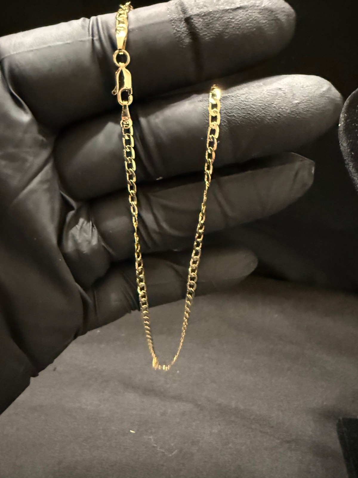 cuban necklace chain 18k gold filled stamped itally 750 16 inch 2.5 mm