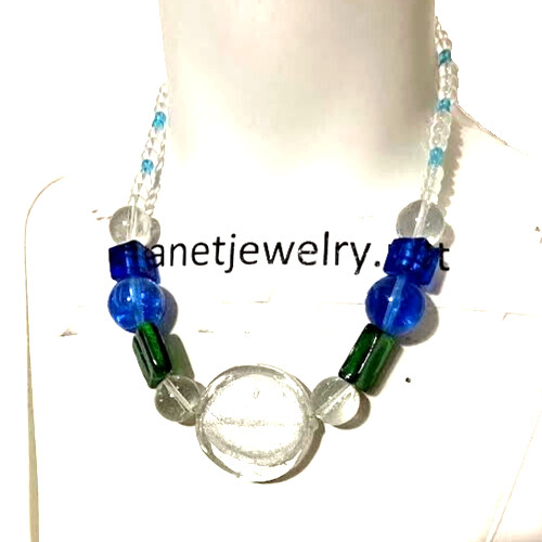 Multicolor GLASS Bead NECKLACE 17-20″ Adjustable NEW Handmade