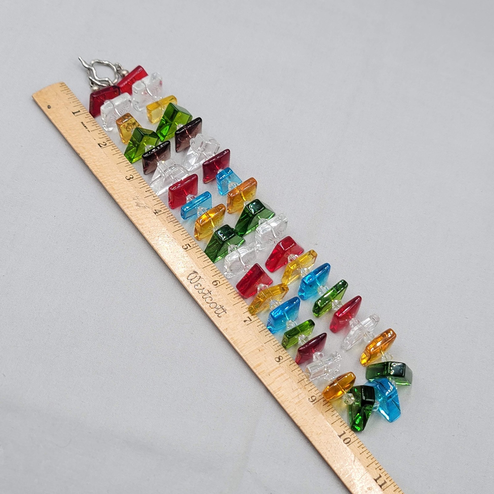 Multicolor Shaped Art Glass Bead Necklace Artisan Funky Fun! 20″
