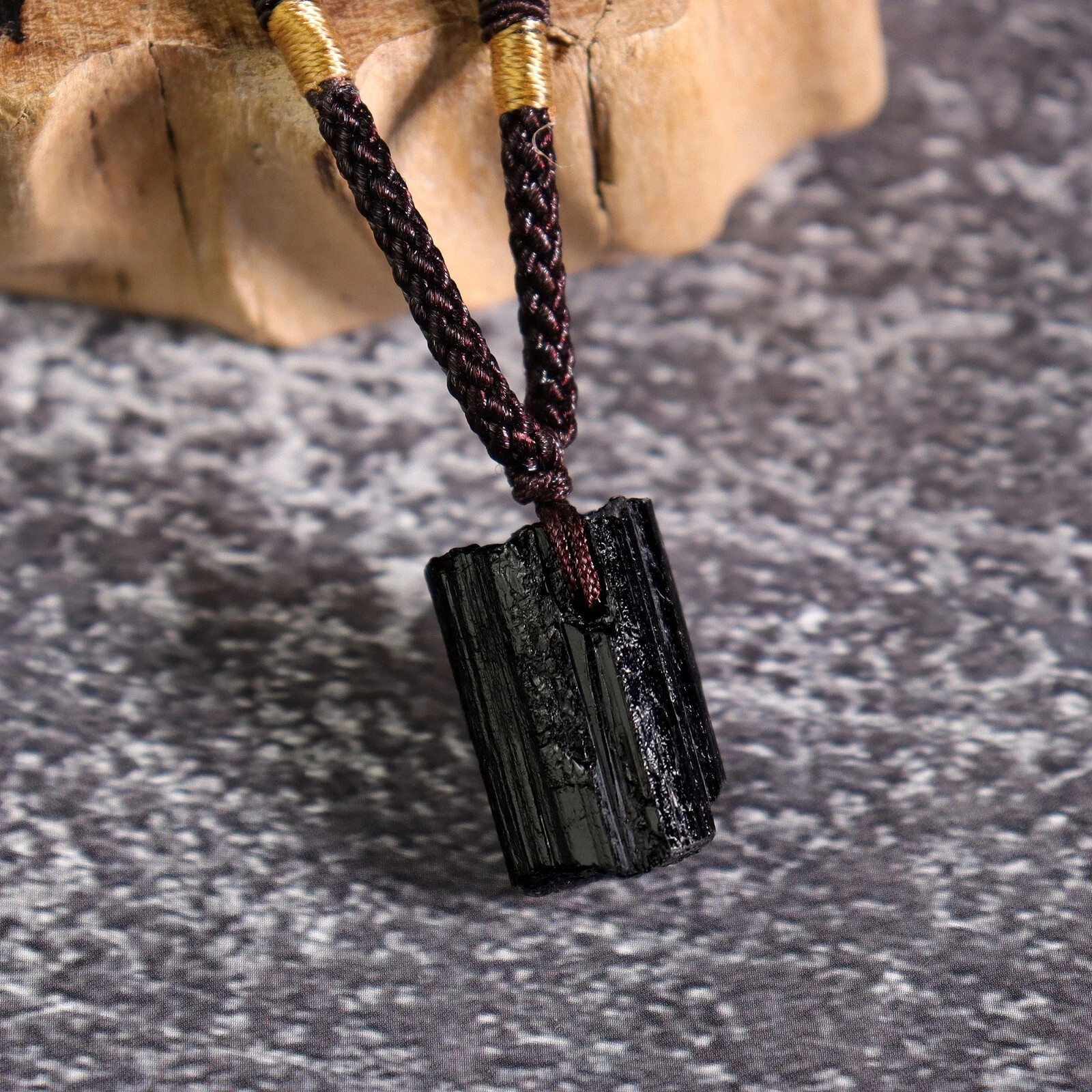 Black Tourmaline Pendant Necklace Natural Rough Crystal Healing Protection Gift