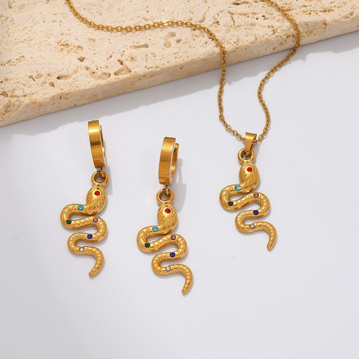Stainless Steel Snake Chain Necklace For Women Gold Tone Minimal Jewelry