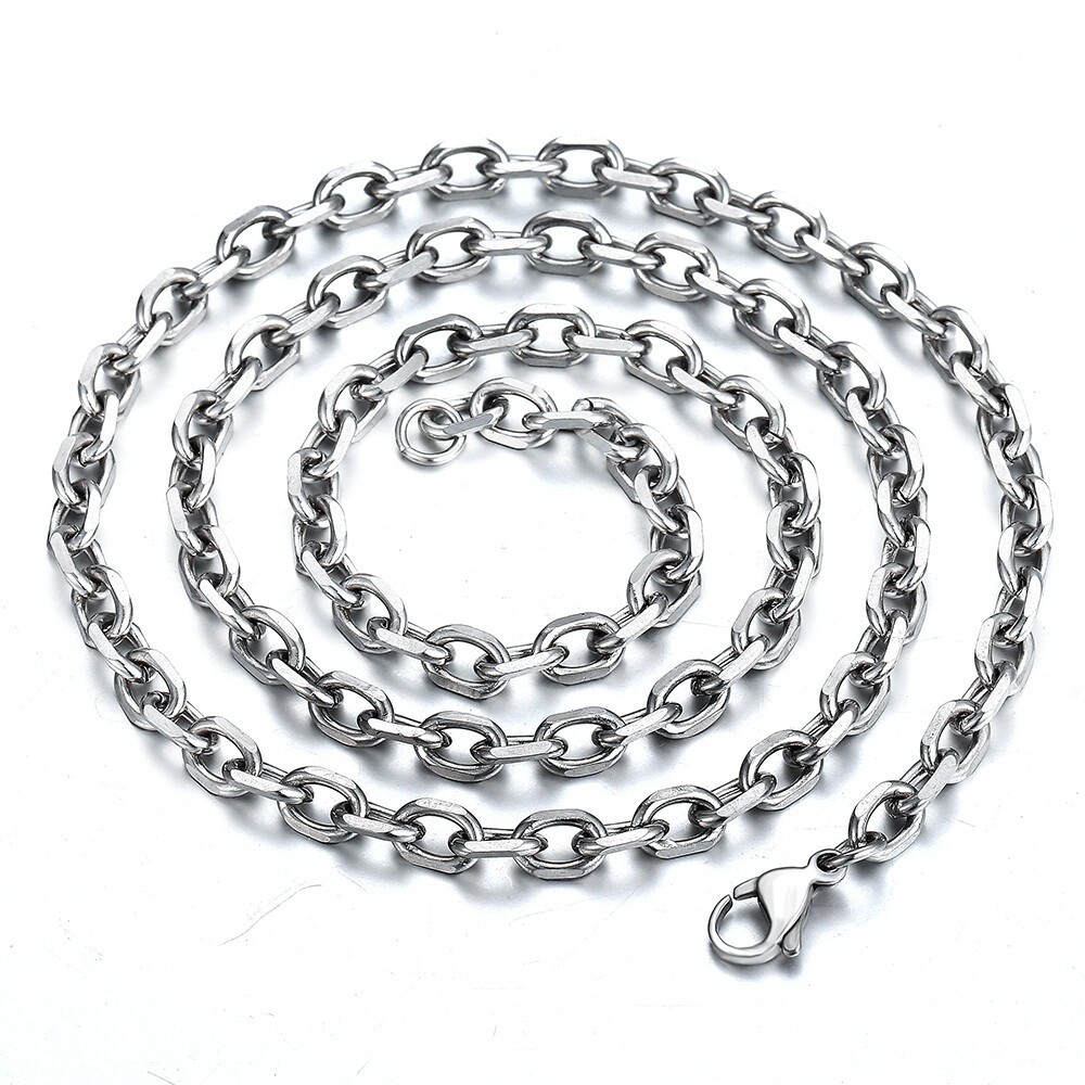 USA Stock 3MM Mens Chain Silver Stainless Steel Cable Anchor Necklace 26 inches