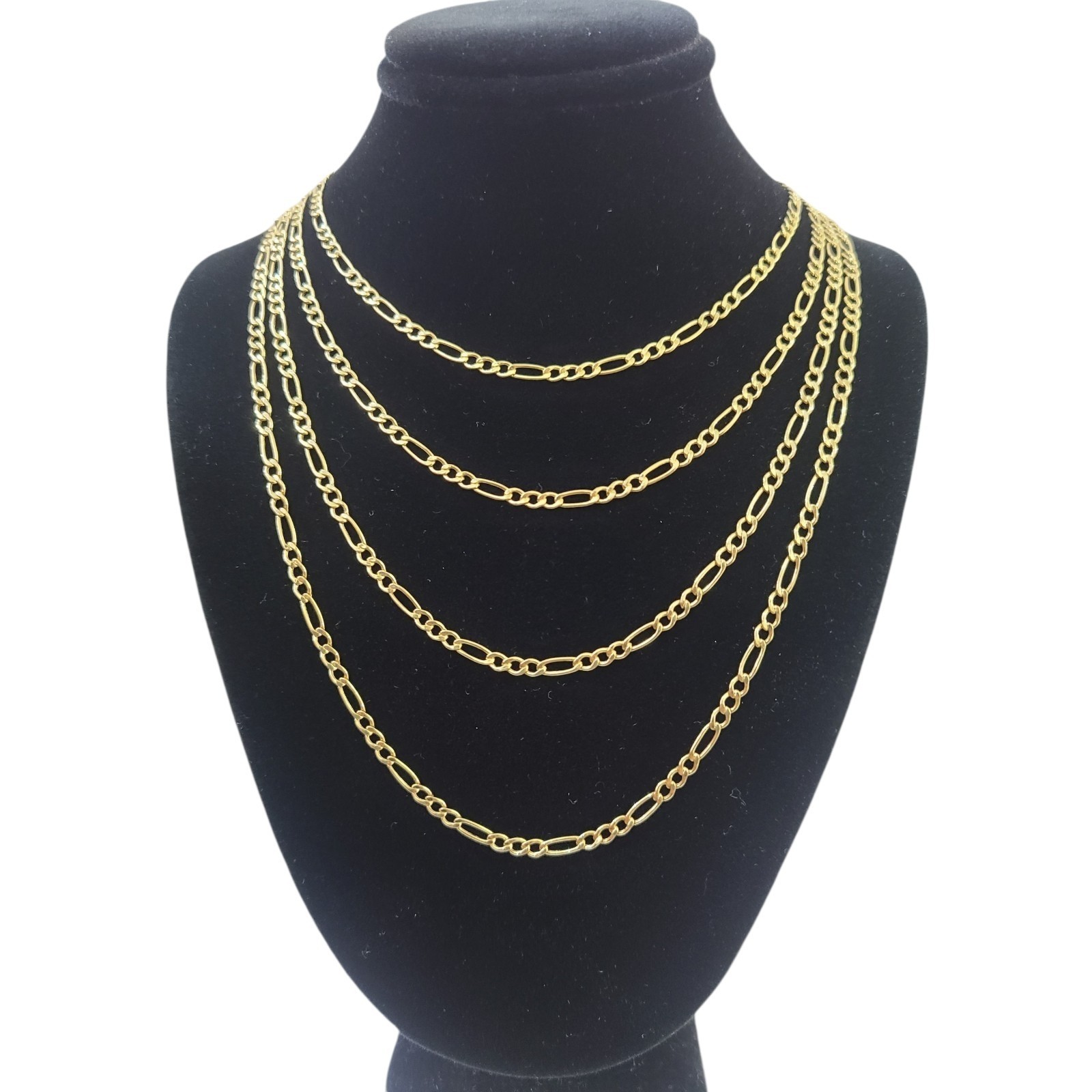 Real 10k Gold Chain Figaro Link Necklace 2.5mm Men Women 16″ 18″ 20″ 22″ 24″