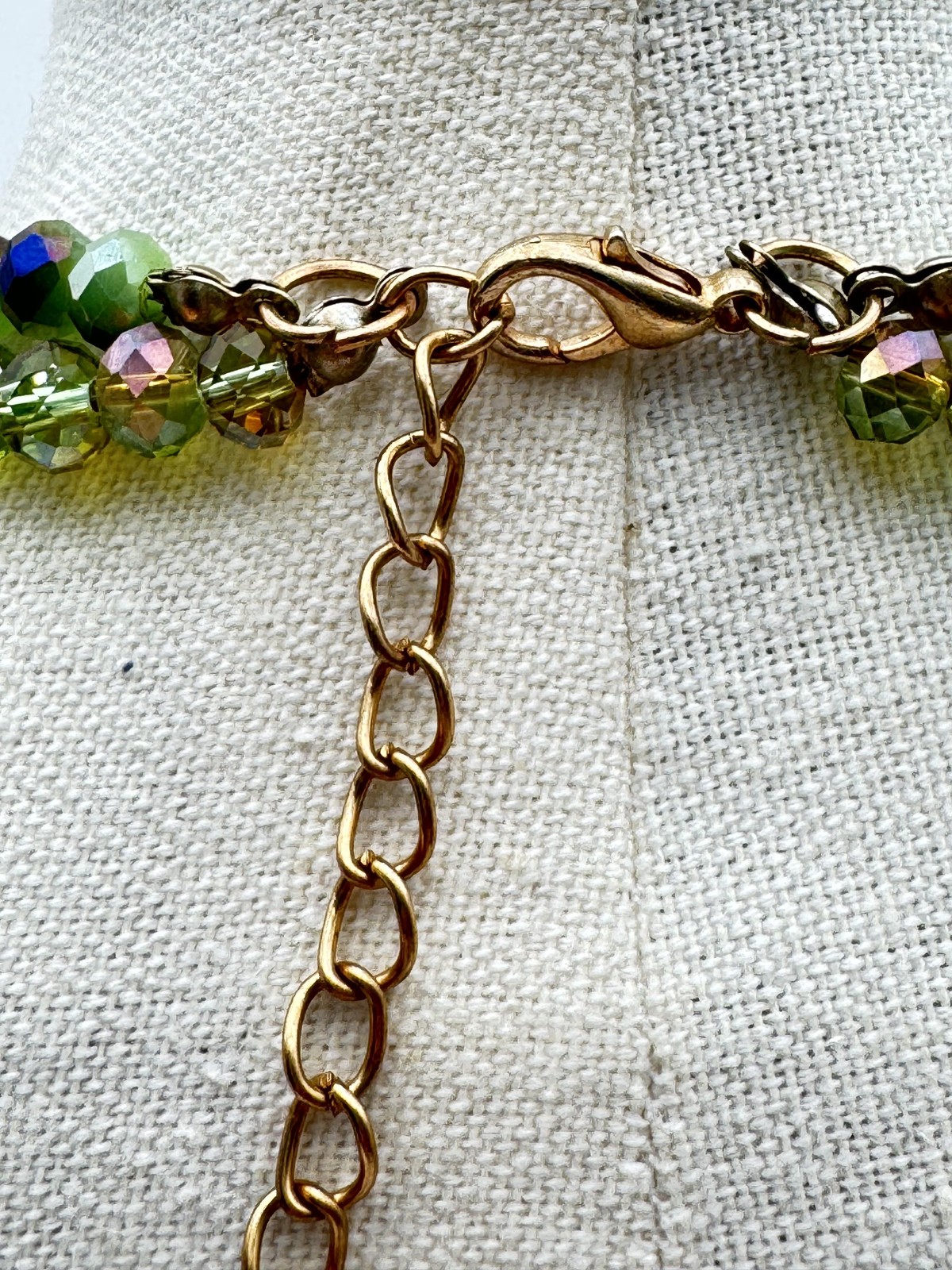 Aurora Borealis Chunky Statement Bib Necklace Beaded Teardrop 15in Rainbow