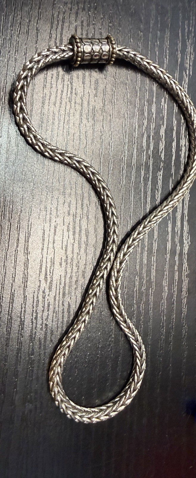 Silver Metal Foxtail Chain Necklace Magnetic Closure Clasp Thick 17″ Jewelry