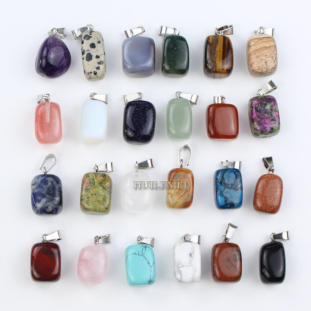 20pcs Mixed Natural Stone Irregular Shape Pendants Beads for Diy Jewelry Making