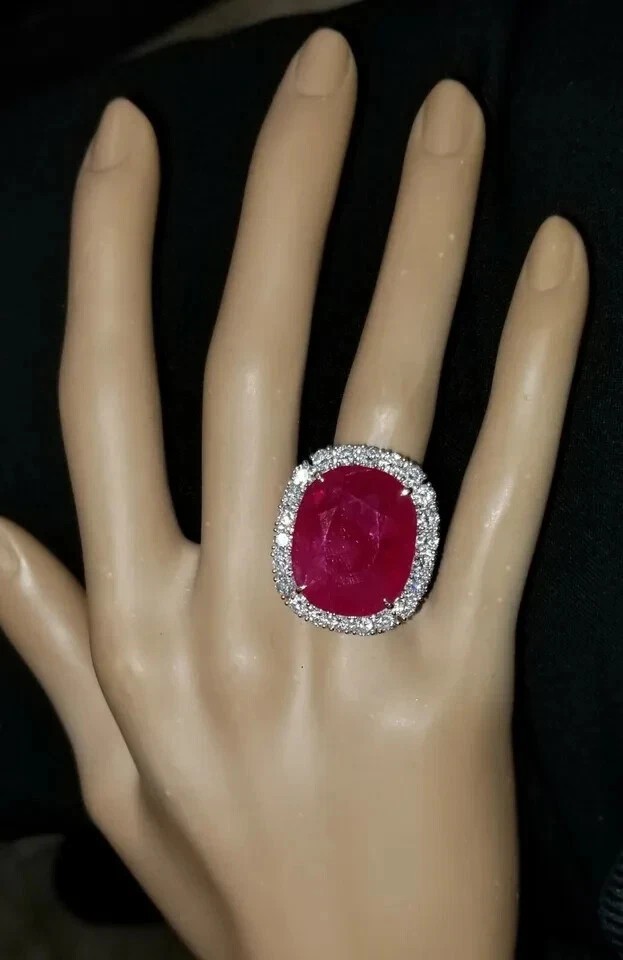 8.00 Ct Natural Ruby Diamond Engagement Wedding Ring 14K Solid White Gold