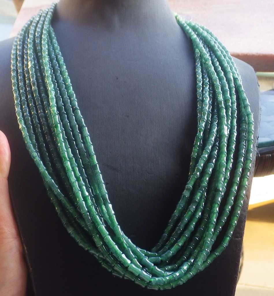 1 Pcs Video Certified Natural A Jade Jadeite Bamboo Bead Necklace 项链 122924
