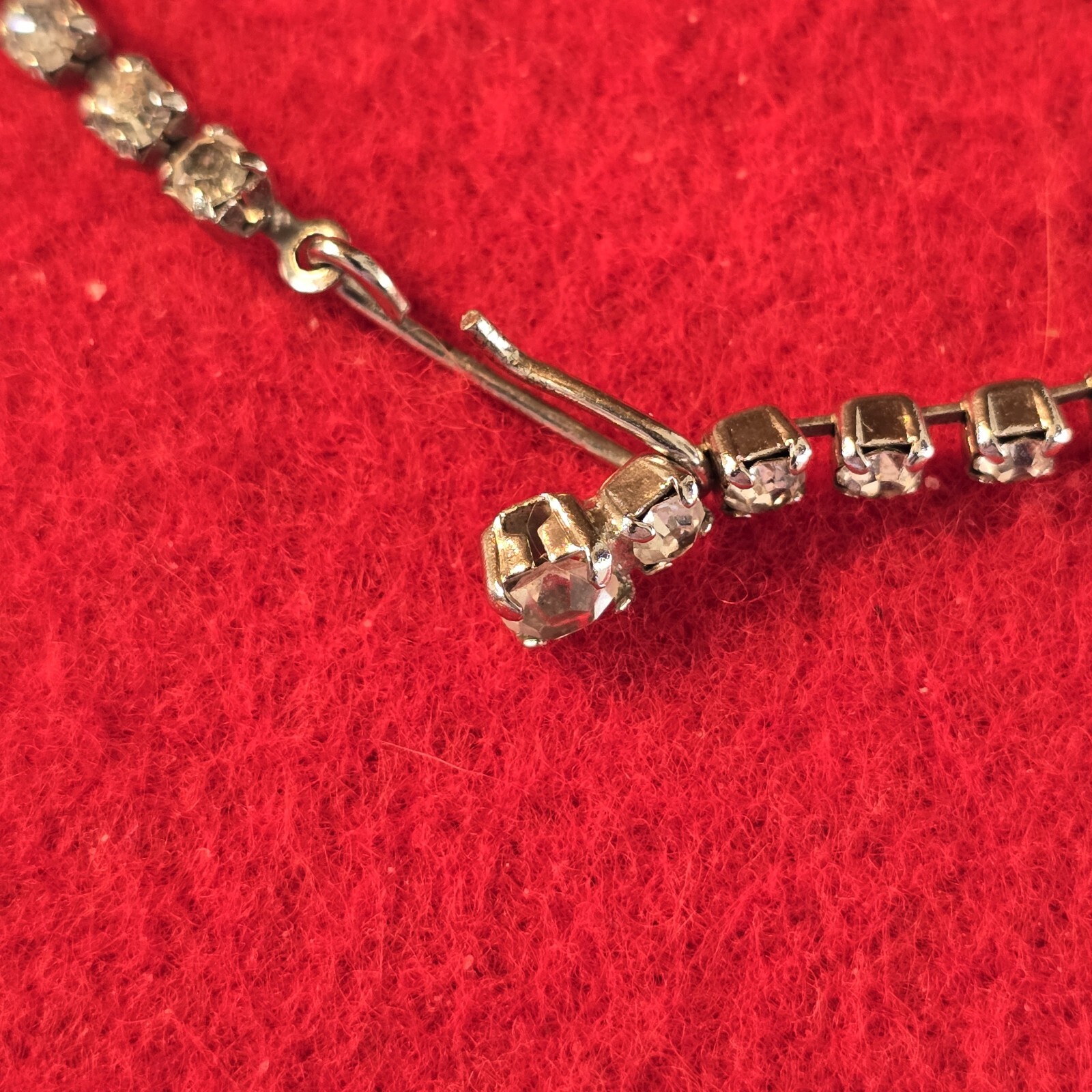 Rhinestone Choker Necklace 10K WGF 15″ Bezel/Prong Settings Open Back Vintage