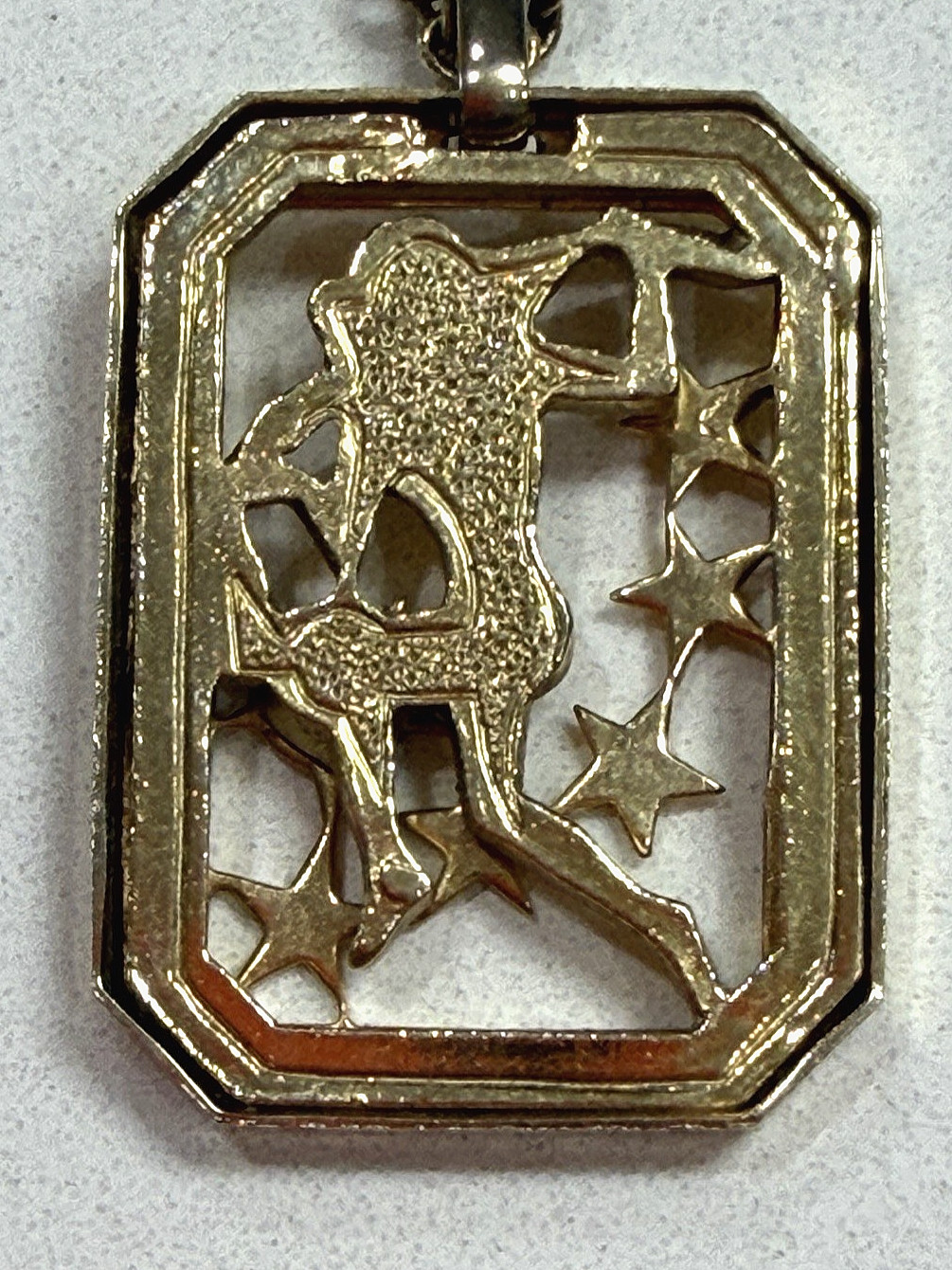 Vintage Pierre Cardin 1970’s Designer Signed VIRGO Zodiac Gold Pendant Necklace