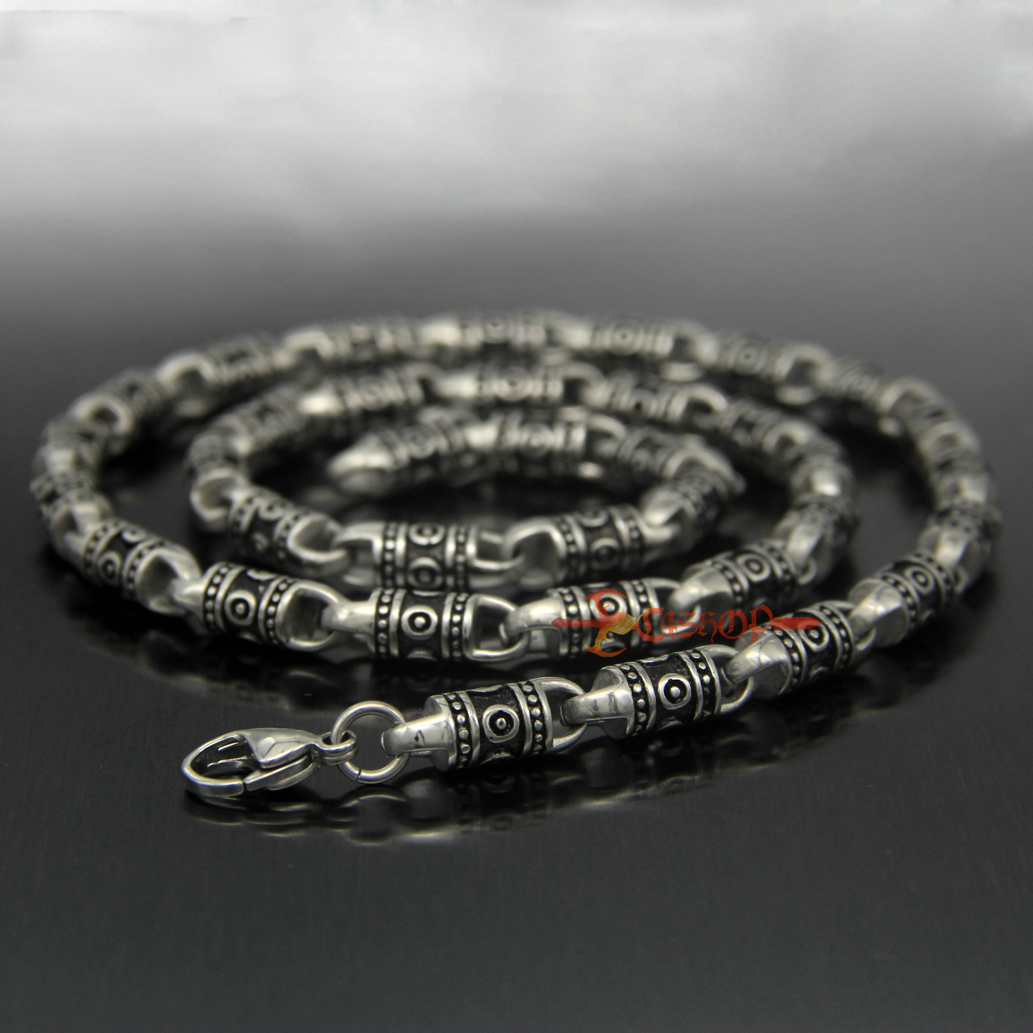 Retro Silver Stainless Steel Tibetan Tribal Totem Chain Necklace Men’s Women’s