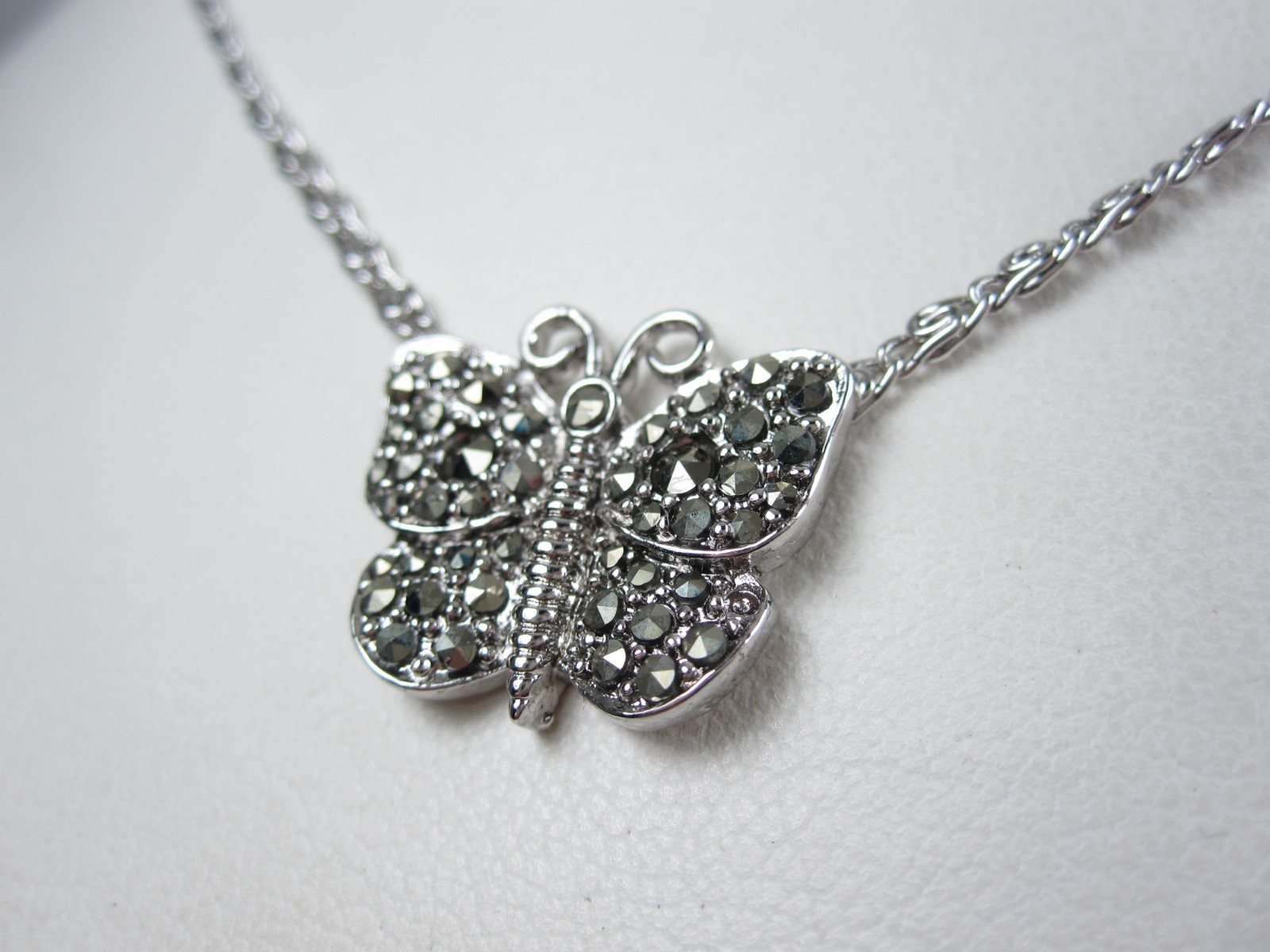 D’Orlan Rhodium Plated Necklace with Marcasite Crystals 16-18″ Length – 9341