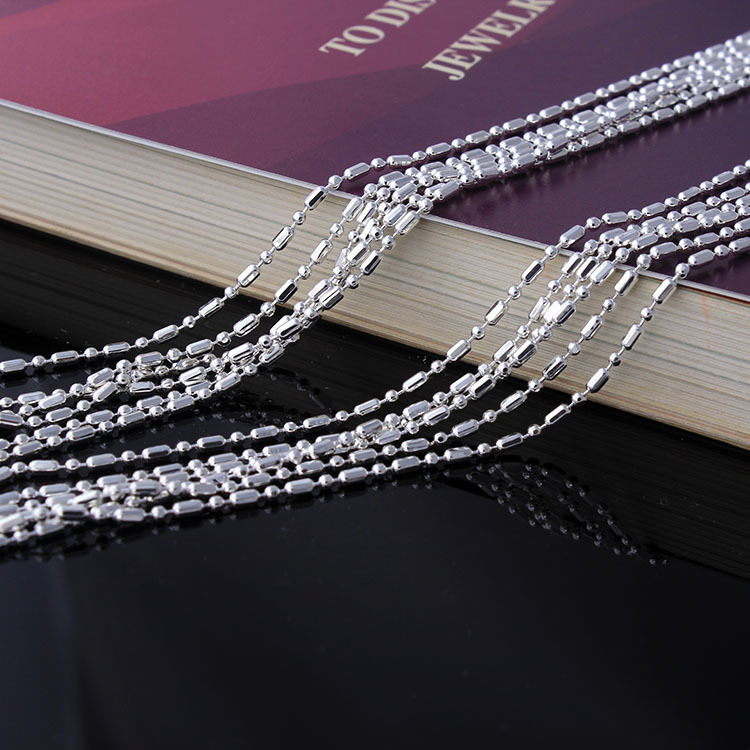 Wholesale 10pcs 925 Sterling Silver Plated 1.5mm Bamboo Chain Necklace 16″-30″