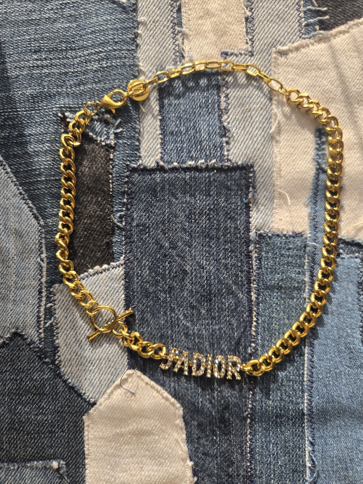 Gold Rhinestone Designer Necklace Charm