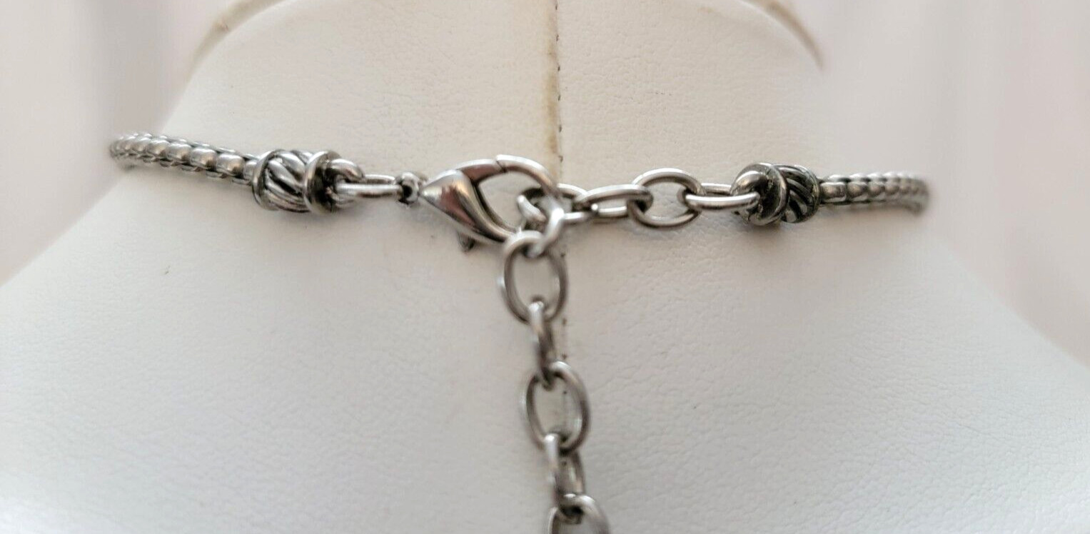 Lariat Style Dangle Tassel Black Beads Pendant Venetian Box Chain Necklace 18″ L