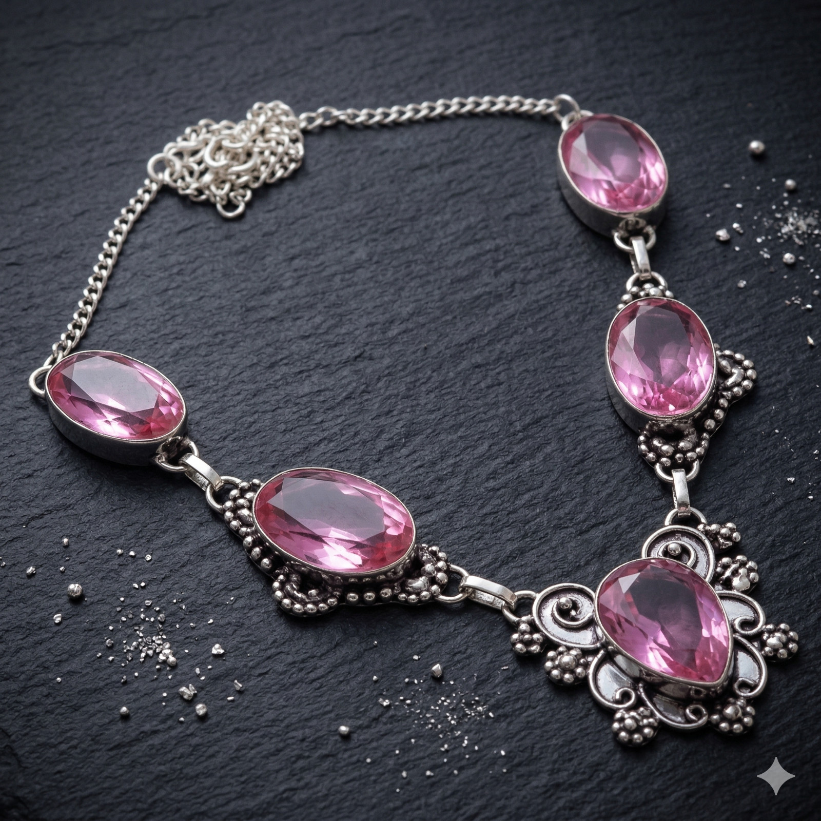 Bi-Color Tourmaline Gemstone Handmade Jewelry Necklace 18″