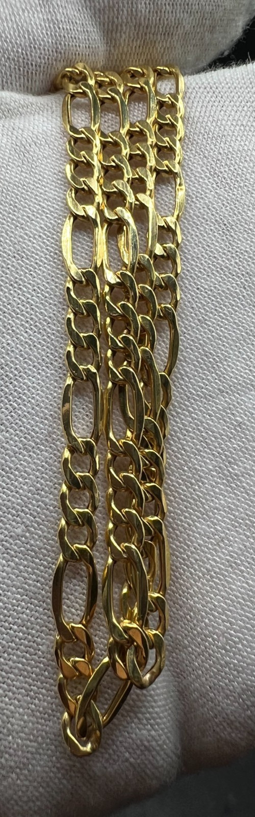 Hollow 14K Yellow Gold Figaro Chain Necklace 5.2 Grams, 24 Inches, 4mm