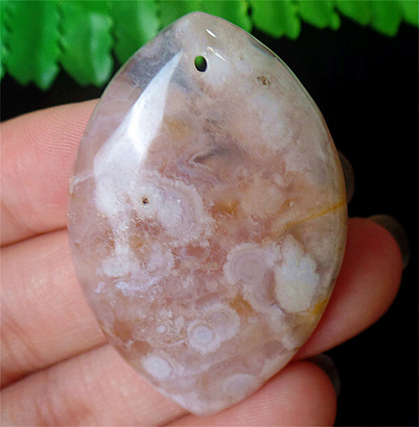 47x32x7mm Natural Cherry Blossom Agate Healing Marquise Pendant Bead DY4582