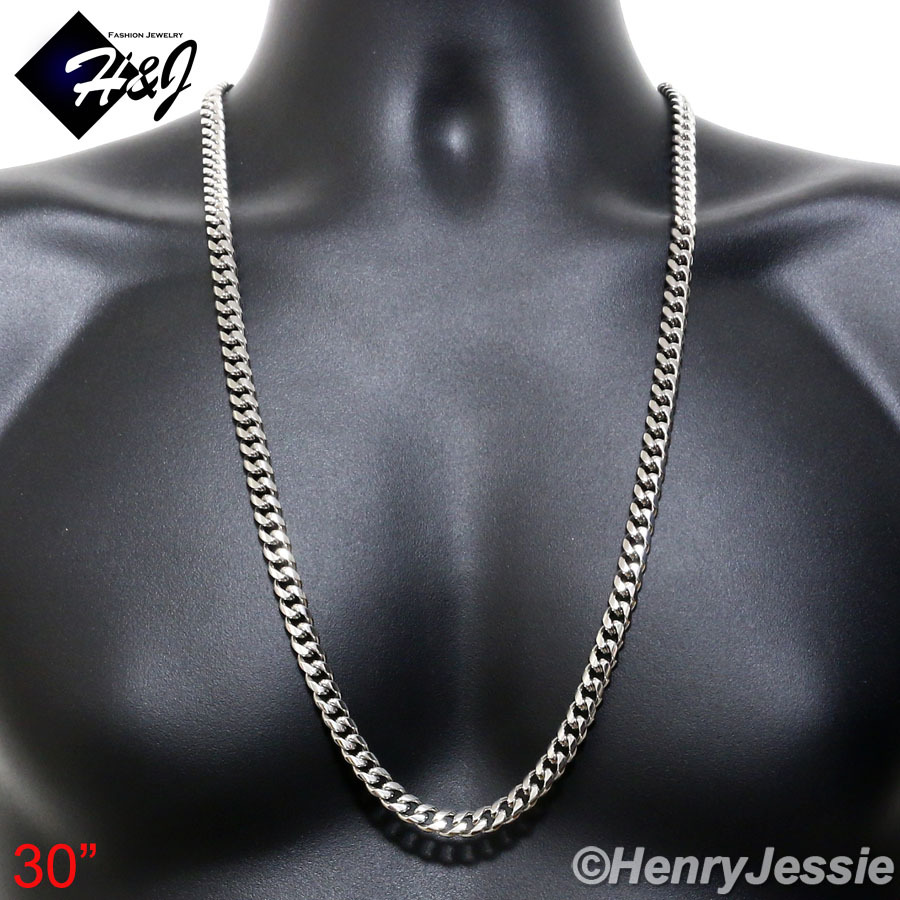 18-40″MEN Stainless Steel 7/10/12mm Silver/Gold Plated Miami Cuban Curb Necklace