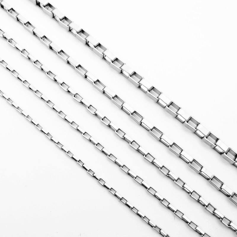 1.5 – 6mm 18K Gold Plated Stainless Steel Hollow Box Chain Necklace 16-24”