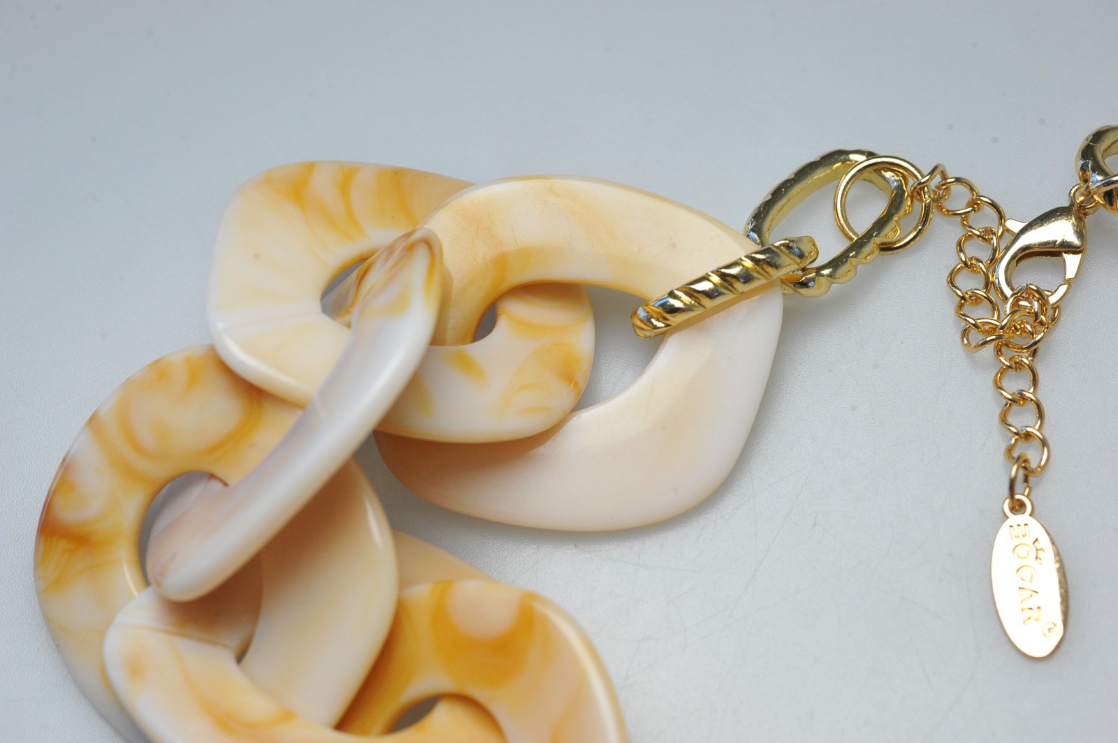 Necklace chunky swirl signed Bocar ivory cream tan statement collar H