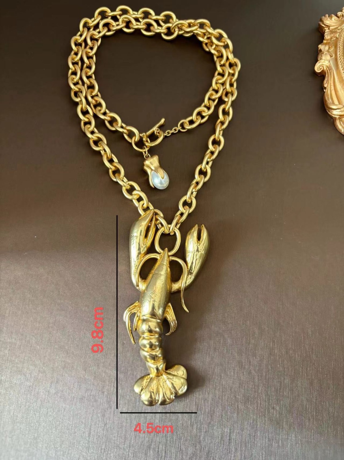 Schiaparelli Women Fashion 18K Gold Grand Lobster Necklace Pendant
