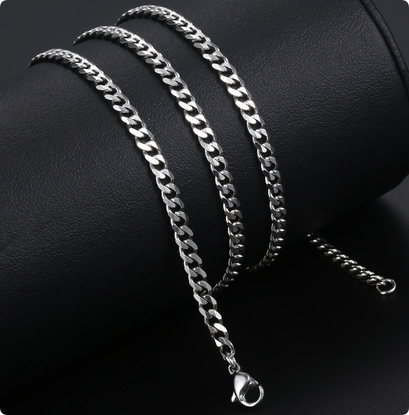 16-30″ Stainless Steel Silver Chain Cuban Curb Womens Mens Necklace 3/5/7/9/11mm