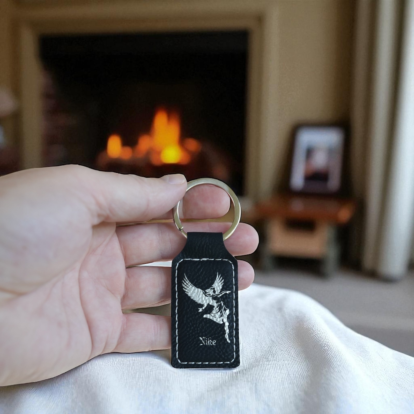 Keychain – Rectangle – Nike Goddess of Victory – Leather