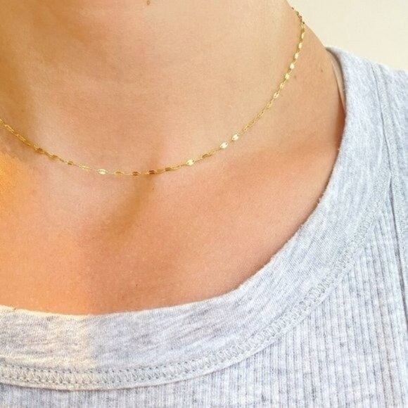 Gold Sparkle Chain Necklace Waterproof Everyday Jewelry Non-tarnish