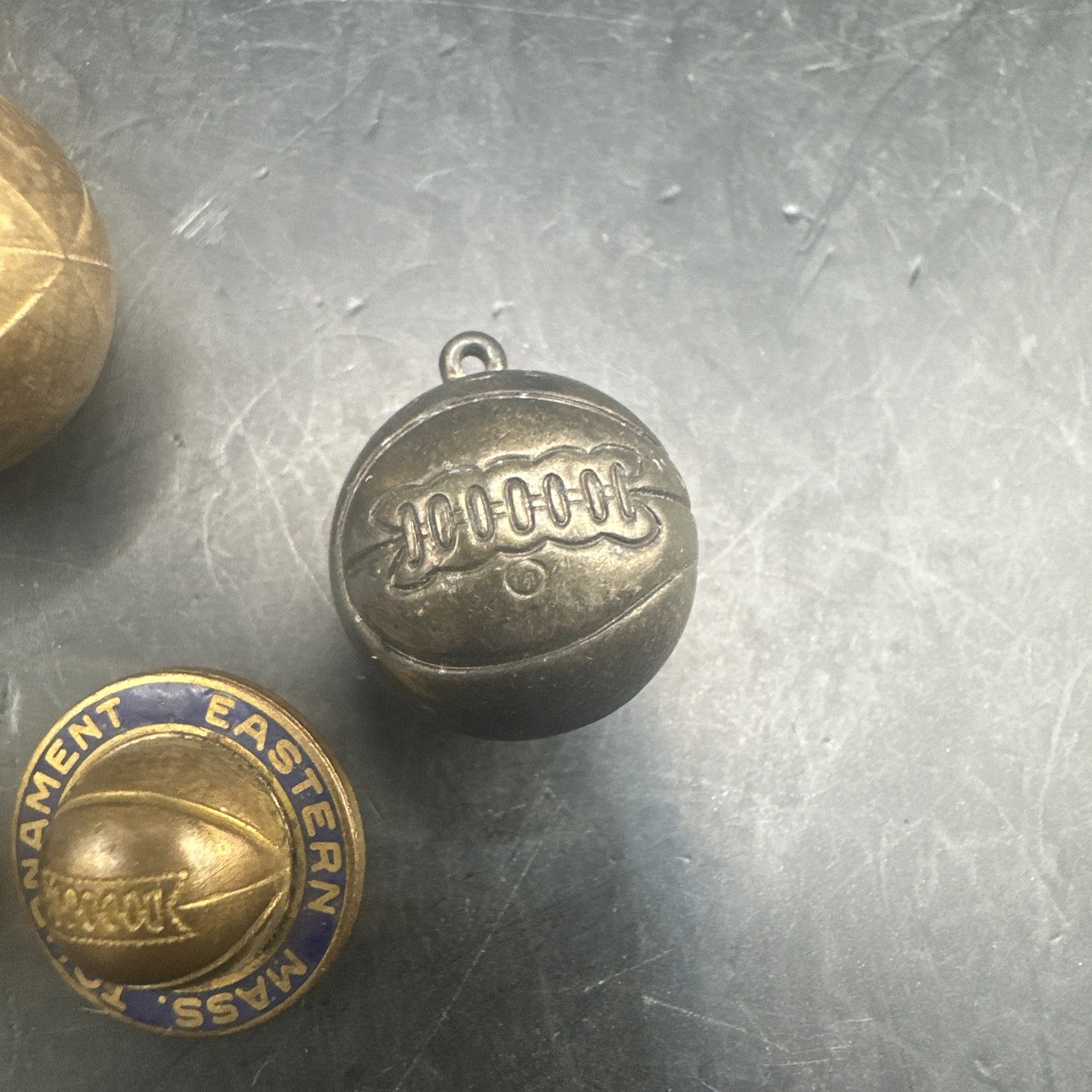 Set of 3 1950’s Basketball Necklace Charms And Vintage Pin