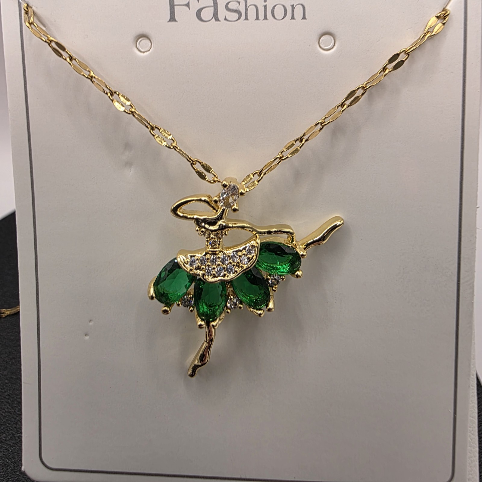 Stainless Steel Copper Plated 16″Necklace w/28mm Cz Ballarenia Pendant