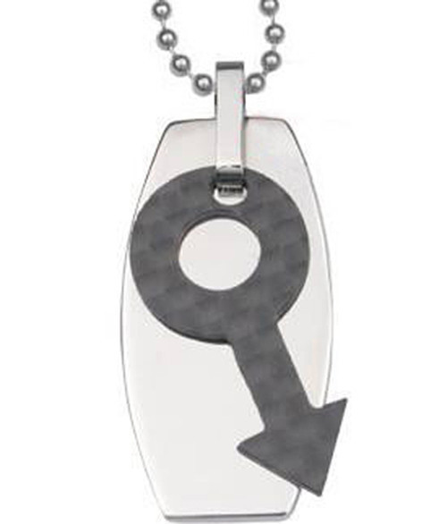Pride Shack – Male Slanted Symbol Mens Gay Pride Pendant Necklace Dog Tag