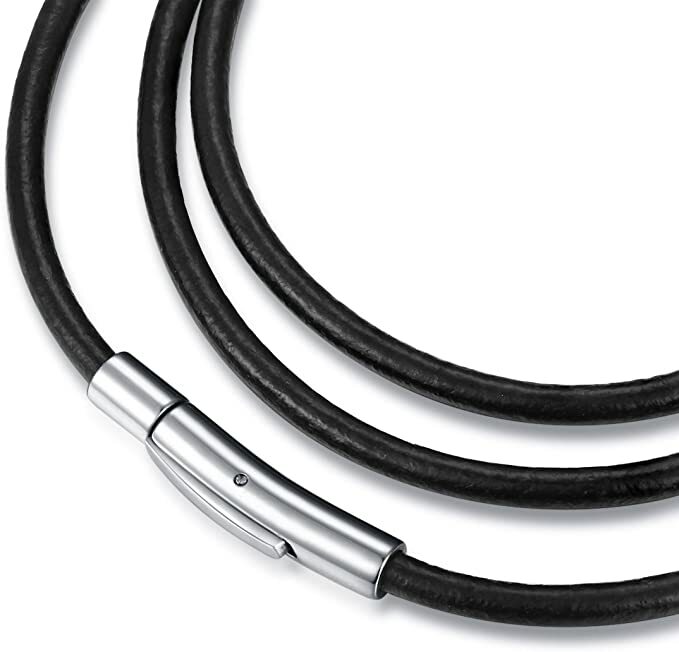 Leather Cord Necklace Black 3mm Bayonet Clasp Choker Surfer Unisex USA