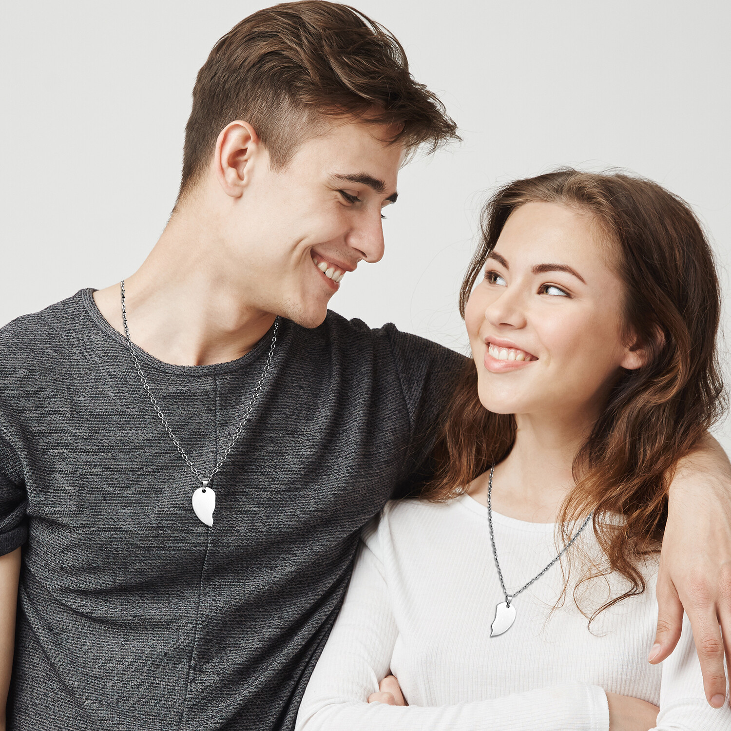 Couples Love Heart Puzzle Pendant Necklace Free Engraving Valentine’s Day Gift