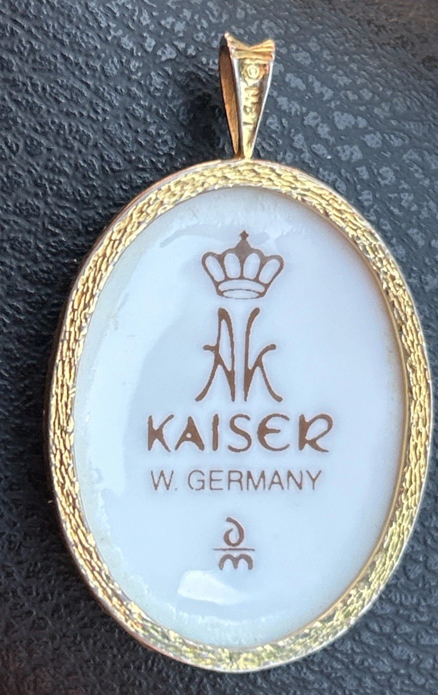 Vintage Pendant Porcelain Hand Painted Scene Boy & Dog Kaiser West Germany
