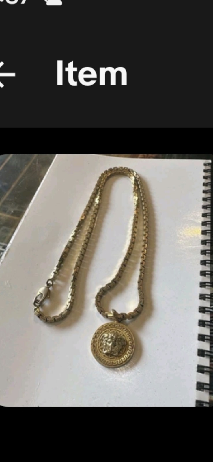 VERSACE GIANNI VERSACE Necklace Pendant AUTH MEDUSA Vintage Gold Tone Brass