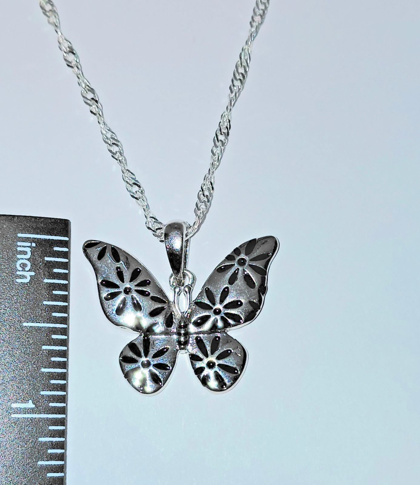 Stainless Steel Floral Butterfly Necklace