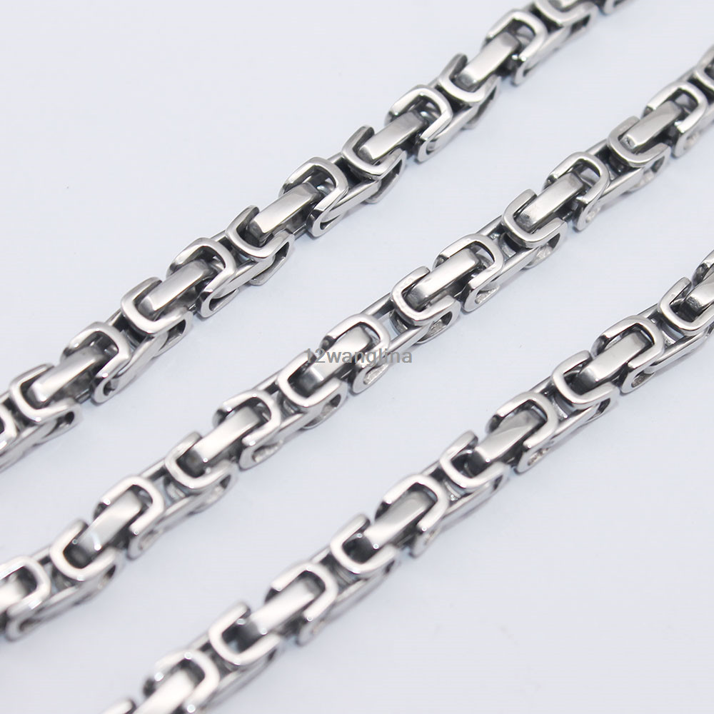 5MM Mens Boys Chain Stainless Steel Byzantine Box Link Necklace 18-36inch Gift