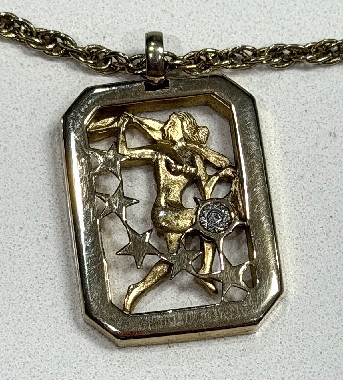 Vintage Pierre Cardin 1970’s Designer Signed VIRGO Zodiac Gold Pendant Necklace