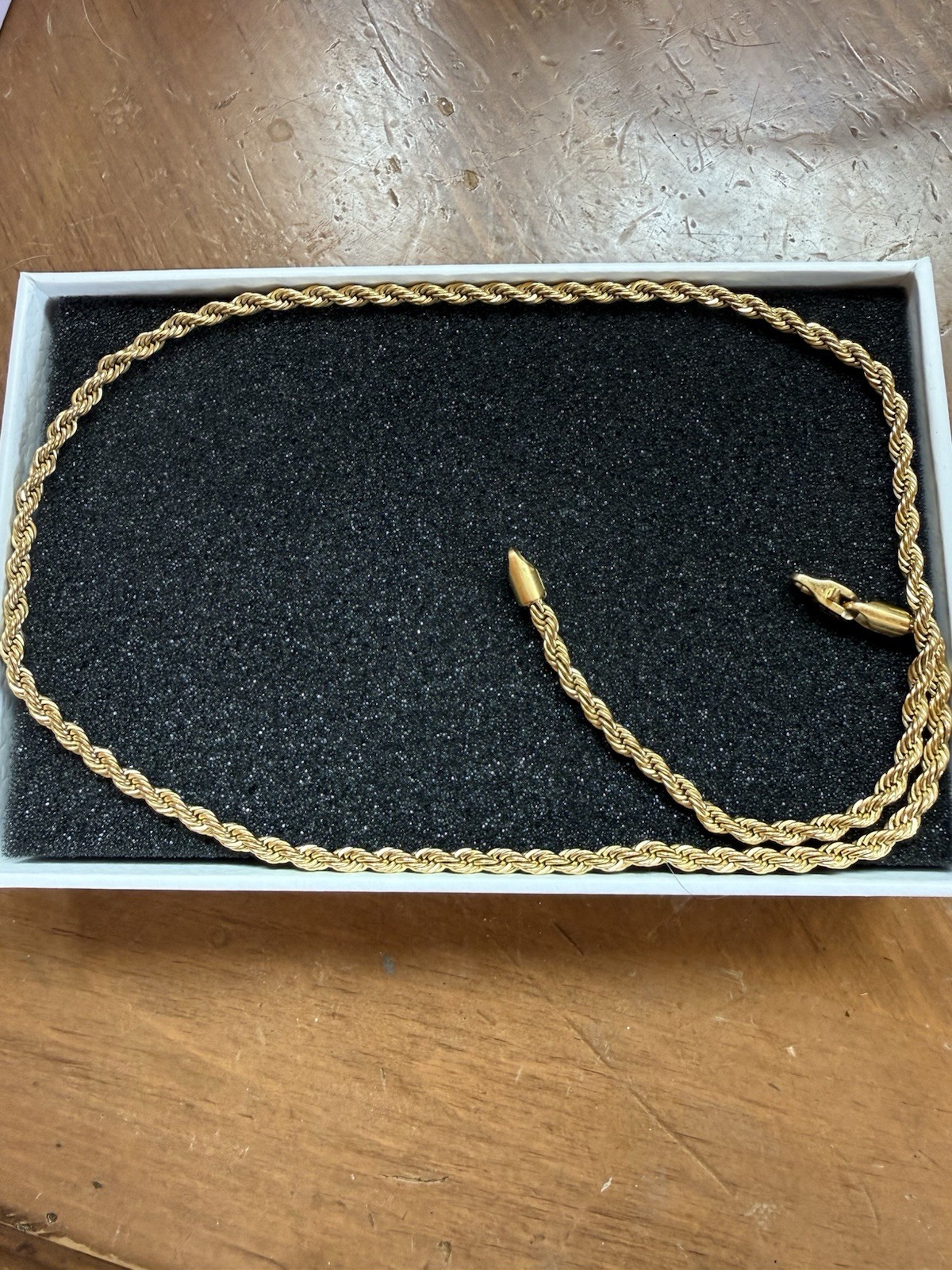 GLD brand gold Tone Metal Rope Chain Necklace with Lobster Clasp, No Stones
