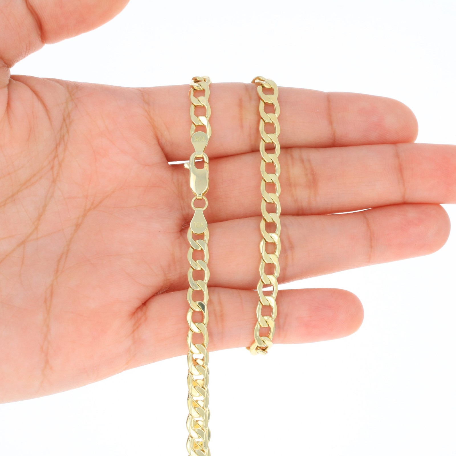 10K Yellow Gold 5.5mm Italian Cuban Curb Chain Link Necklace Mens Women 16″- 30″