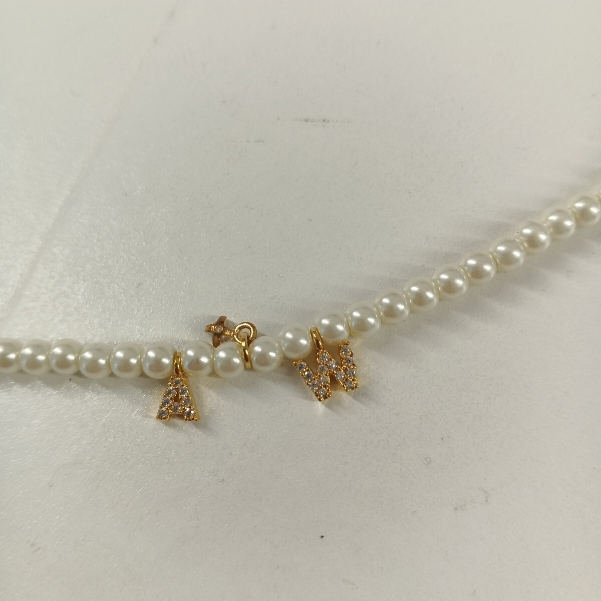 Y2k Women’s Necklace “AW” initials Crystal Charm One Size Faux Pear