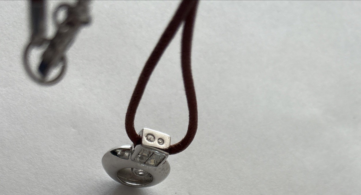 Swarovski Crystal Clear Pendant Necklace Leather Brown Cord Boho Chocker