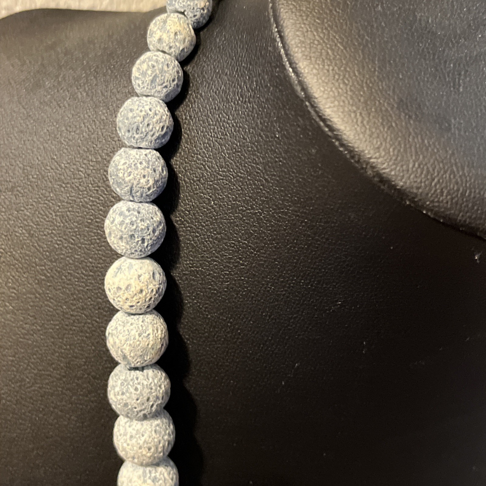 Gray Lava Rock Bead Necklace Natural Stone Diffuser Jewelry Unisex Boho Style