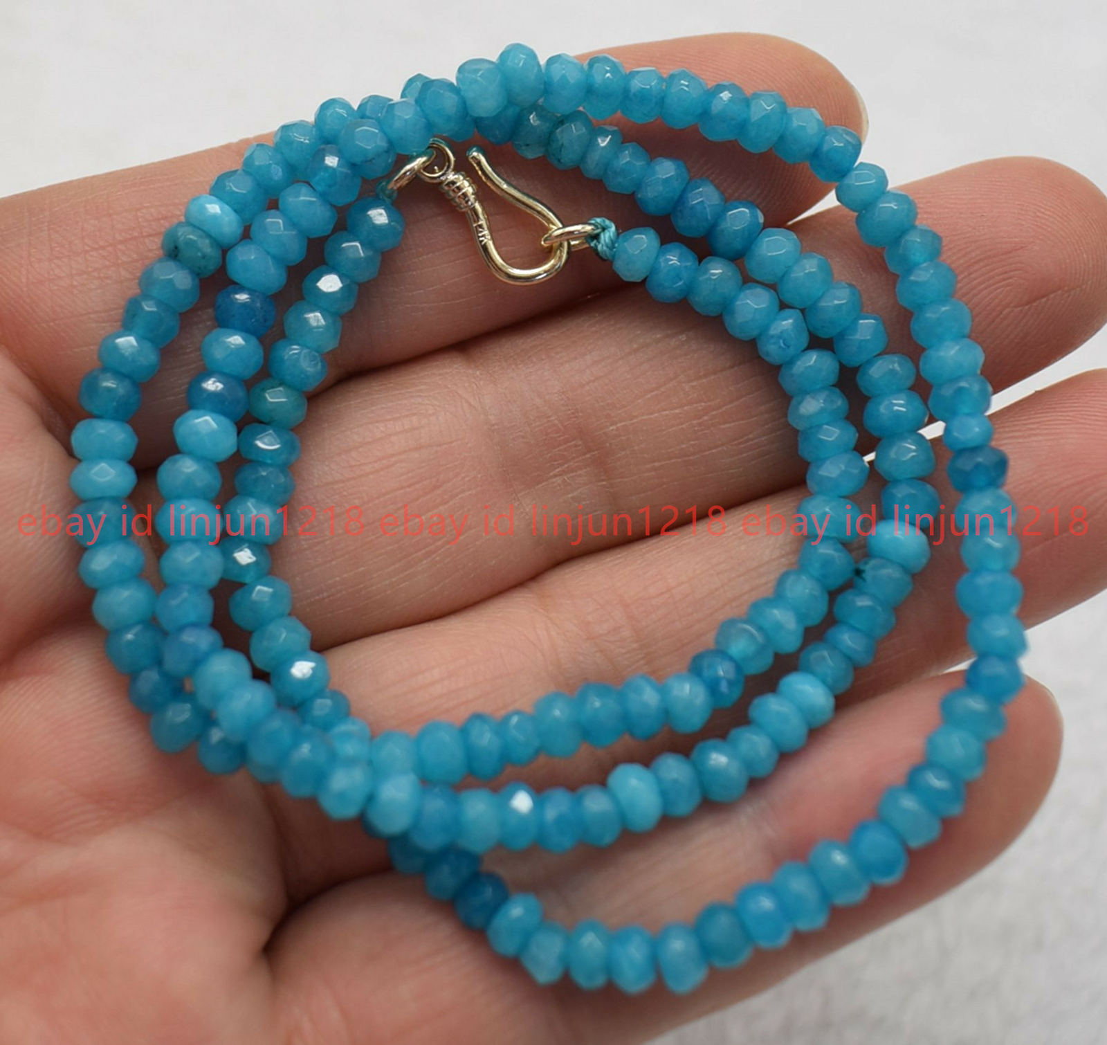 Genuine 2x4mm Faceted Multicolor Jade Gems Beads Necklace 18″
