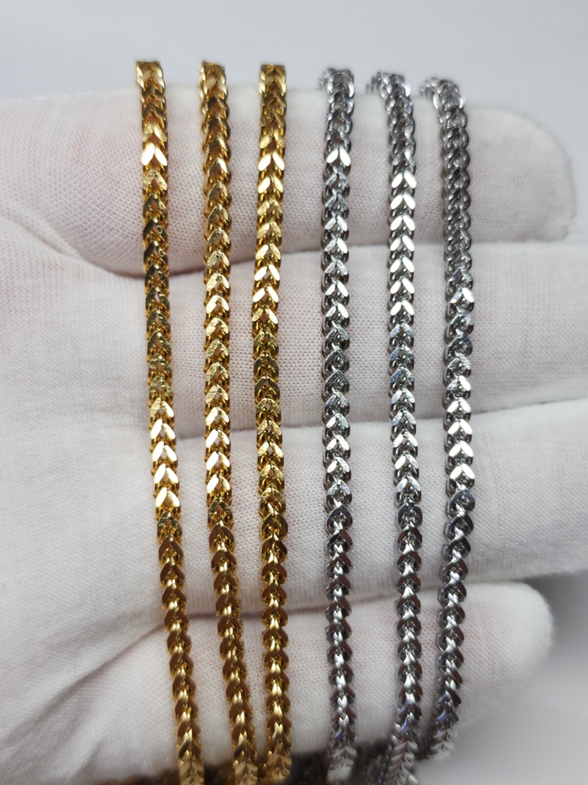 Stainless Steel Gold Plated Franco Chain Necklace 3mm Unisex Hip Hop Jewelry